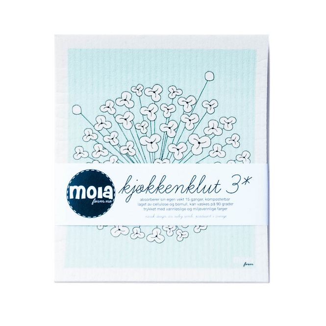 Hovedbilde 3 pk Klut BLOMST - mint