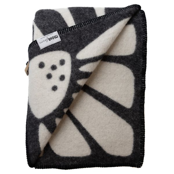 Ullpledd SOMMER sort/hvit