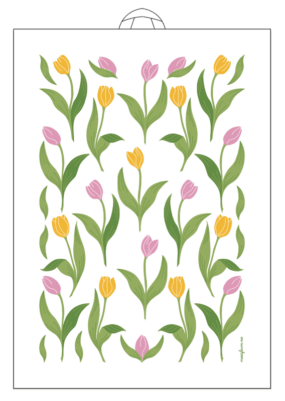 Kjøkkenhåndkle TULIPAN gul/rosa
